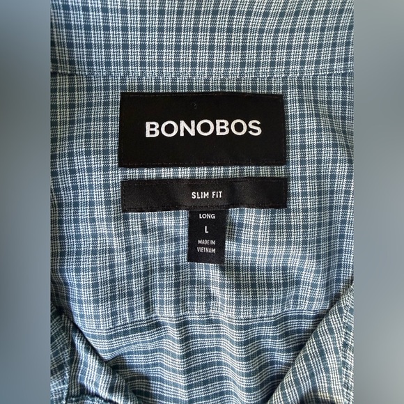✨ Bonobos Slim Fit Long Sleeve Shirt 🩵 Grid Check | Size L (Long) - Picture 8 of 12